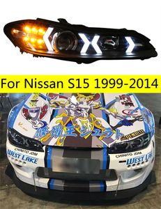 日産S15ヘッドランプ1999-2014 S15 LEDヘッドライトDRL Angel Eye HID BI Xenon Auto Accessories