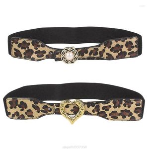 Belts Simple Ladies Wide Belt Elastic Vintage Buckle Faux Leather Fashion Leopard Print Women's Waist Seal AG19 22 Dropship