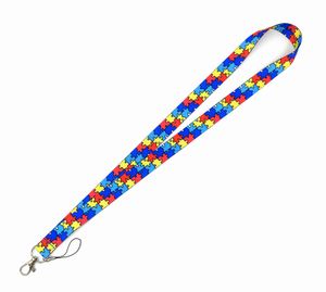 Mobiltelefonband charms autism nackband lanyards nyckelring märke hållare id kort pass hänger rep lariat lanyard för nyckelringar tillbehör