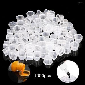 Storage Bottles Tattoo Inks Cups Disposable Waterproof Clear Pigment Ink Caps Plastic 1000Pcs Kits Tattooing Holder Rack Container