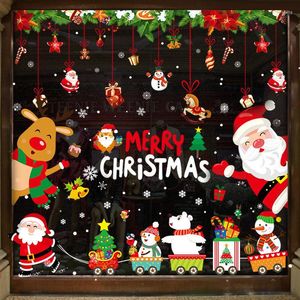 Christmas Decorations Window Glass Door Stickers Store Scene Layout Santa Claus Shop