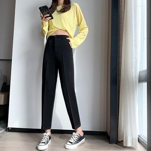 Kvinnors byxor Limiguyue Solid Color Suit Summer Thin Straight Women harem H￶g midjebyxor Grundl￤ggande fotledsl￤ngd Pantalones K1949