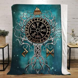 Filtar 3D Viking Pirate Fashion Tattoo Filt Home Vacation Casual Sofa Travel Office Throw