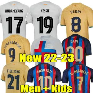 Pedri Lewandowski Camisetas de Football Gavi Soccer Jersey 21 22 23 23 ANSU FATI 2022 2023 F. de Jon