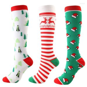 Sports Socks Christmas Gift Compression Stocking Nurses Running Circulation Athletic Varicose Venes Women Travel