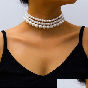 Chokers Women Chokers Necklaces New Elegant Pearl Pendant Ladies Streetwear Evening Party Statement Jewelry 2988 Q2 Drop Delivery 20 Dhkhx