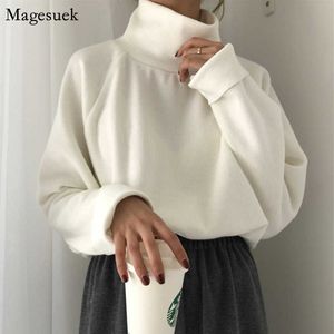 Women's Knits Tees Winter White Turtleneck Sweater Women Casual Loose Jumper Knitted Sweater Long Sleeve Women Pullover Sweaters Pull Femme 10979 T221012