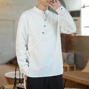 Ubranie etniczne w stylu chiński bawełniany bawełniany rozmiar hanfu swobodny garnitur wiosny jesienny płaszcz mężczyzn 2022 Retro koszulka v2274