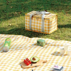 Förvaringspåsar stor kapacitet picknickpåse utomhus camping korg rese bärbar bento termisk isolering