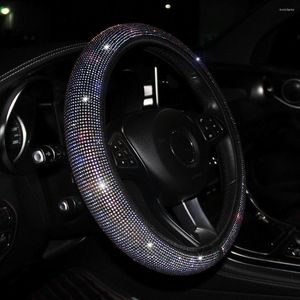 Steering Wheel Covers 14.5-15 Inch Rhinestones Cover With Crystal Diamond Sparkling Car Breathable Anti-Slip Protector