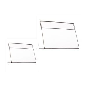 1 Weld L Shaped Clear Acrylic Plastic Sign Display Paper Label Card Price Tag Holder Stand Horizontal on Table Small T2mm 30pcs