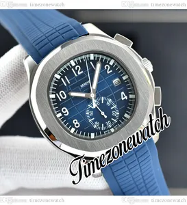 41mm Aquanaut 5968 Automatic Mens Watch 5968G-001 Blue Texture Dial Steel Case No Chronograph Blue Rubber Strap Sport Watches Timezonewatch E236C1