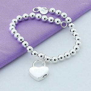 Charm Bracelets 925 Sterling Silver Bracelet Heart Lock Letter Bead Fashion Simple For Women Jewelry Gift