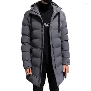 Herrjackor Herr Vinterjacka Varm huva Solid Man och kappor Ytterkläder Vindjacka Man Lång Parkas Överrock Plus Size 4XL