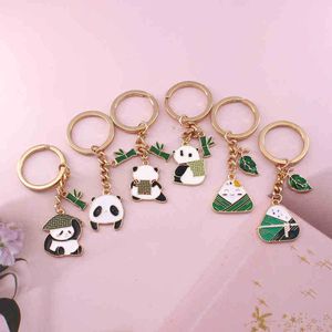 Keychains Dragon Boat Festival cute cartoon panda zongzi key chain personality creativity student schoolbag car pendant small gift