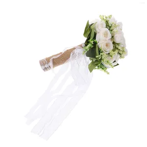 Kwiaty dekoracyjne bukiety kwiat bukiet ślubny ślubne trzymanie panny młodej realistyczne róże fałszywe rekwizytów Datnientine druhna kwiatowy vintage