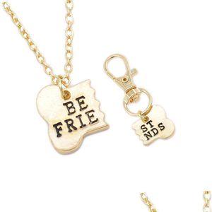 Pendant Necklaces Bestfriends Necklace Splicing Dog Bone Key Buckle Pendants Pets Keys Chain For Women Men Plated Gold Sier Bicuspid Dhm16