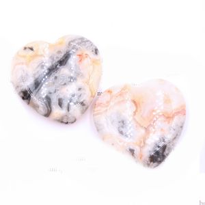 40mm Natural Crazy Stone Palb 팜 엄지 손가락 치유 Crystal Heart 사랑 걱정 돌 Reiki 밸런싱 크리스털 및 치유 석재