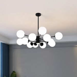 Ljuskronor Glass Ball Chandelier Lighting Em Fixtures Home Dining Room Pendant Lights Bedroom Restaurant Bar Art Deco Black Hanging Lamp