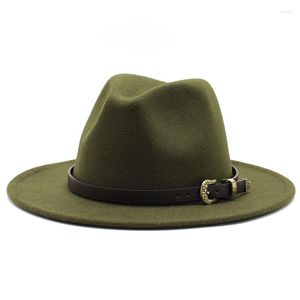 Berets Autumn Winter Men's and Women's Fedora Hats British 60cm Jazz Hat Woolen Big Brim Fashion Wild Flat Wholesale