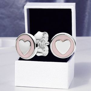 925 Sterling Silver Love Heart Round Stud ￶rh￤nge Yellow Gold Plated Wedding Designer Jewelry for Women Girls With Original Box f￶r Pandora Disc￶rh￤ngen