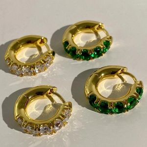 Hoop Earrings AENSOA Good Quality Green Color Zircon Small For Women Gold 2022 Party JewelryGift