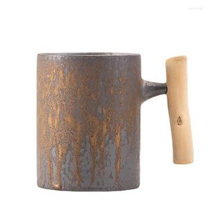 Tazze Tazza da caffè in ceramica Tazza termica vintage Tè Latte Birra Acqua con manico in legno Ufficio Soggiorno originale Regalo per gli amici