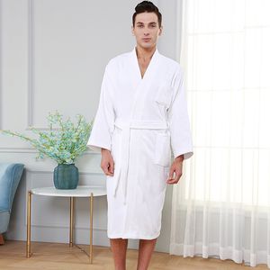 Männers Nachtwäsche Frauen Terry Baumwollbademänner Kimono Sommerbad Robe Full Sleeve Plus Size Pyjama Femme Solid Night Dressing Kleid