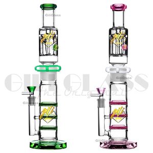 Glycerin Freezable Coil hookahs Glass Straight Bong Tube water pipe triple honeycomb perc heady glass pipes dab rig Smoking Accessories with quartz nail