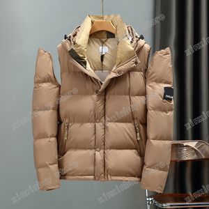 xinxinbuy Herren Designer Mantel Daunenjacke Label Reißverschluss Ärmel Jacquard Buchstabe Langarm Damen Khaki Schwarz M-3XL