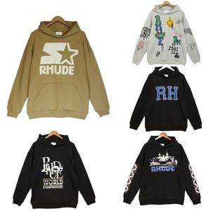 Mens Hoodies Rhude Hooded Men Women Designer Hoodies Populära logotyp Fashion Letters Printing Pullover Autumn Sweatshirts