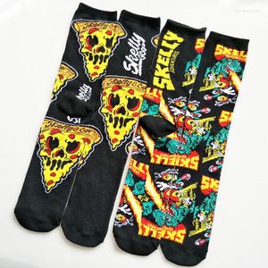 Men's Socks Cartoon Pizza Printed Men's Personalized Pattern Unisex Cotton Knitted Fashion Street Sports Funny