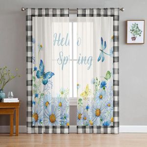 Curtain Farm Daisy Black And White Plaid Sheer Curtains Living Room Bedroom Decoration Kitchen Tulle
