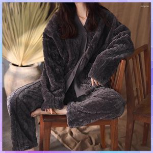 Home Clothing Autumn Winter Warm Women Pyjamas Sets Thick Coral Velvet Long Sleeve Cartoon Sleepwear Thin Flannel Women's Clothes