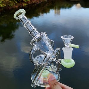 Bongos de vidro de reciclagem exclusivos Gongohs de 7 polegadas Mini Dab Rigs Showerhead PERC Bong Sidecar Tubos de água Pipes Heady Purple Green Purple