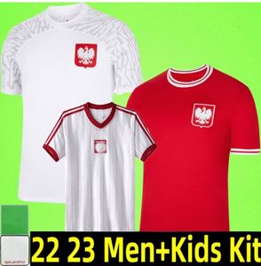 Polen 2022 Lewandowski Soccer Jersey Home Away Polonia 2023 Grosicki Piszczek Milik Poolse voetbalhirt uniform 22 23 kinderen Peulen Mens Kit Red White