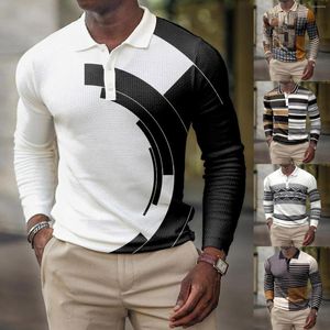 Herren-Polohemden, lässige Mode, 3D-Digitaldruck, geknöpfter Hemdkragen, langärmelig, Camisas De Hombre für Männer, Chemise Homme