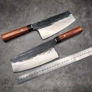 Kinesisk klyvare Hand Forged Kitchen Knives Handgjorda professionella kockkniv Vegetabiliska kött Skivning utomhus campingverktyg Knivar