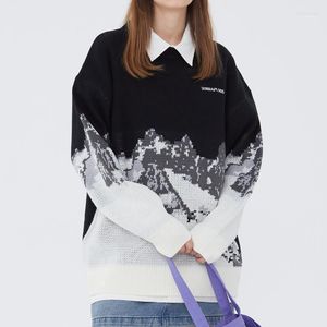 Erkek Sweaters Erkekler Harajuku Sweater Büyük Boy Gevşek Kazak Erkek Giyim Giyim Hip Hop Sokak Giyim Kar Dağı Örme Sonbahar