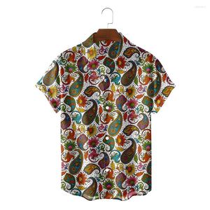 Mäns casual skjortor 2022 vintage kläder 3d tryck Hawaiian skjorta lös sommar kort ärm herrmode topp 5xlsummer