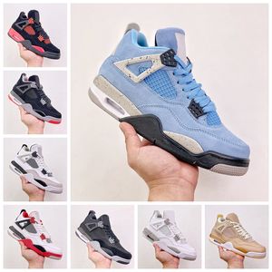 Jumpman 4 Black Cat 4s Mens Basketball Shoes University Blue Red Thunder Pure Money Shimmer Bred White Cement Sports Men Women Sneakers Big Size 13
