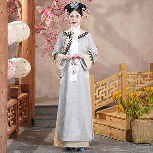 Drama Stage Use Chinese Qing Dinastia Princesa Costume asiático VINTAGE VINTAGE Cheongsam Vestido bordado Antigo