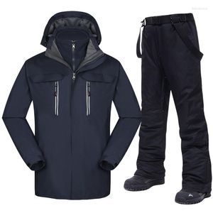 Skiing Suits Winter Thicken Warm Ski Suit Men Outdoor Waterproof Thermal Snow Sets Snowboarding Camping Hiking Jacket And Pants
