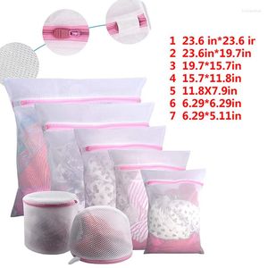 Storage Bags 7 Sizes Exquisite Printed Laundry Bag Fine Mesh Underwear Washing Travel Portable Clothing Bra Organizer Basket