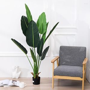 Decorative Flowers Faux Potted Palm Plant 105cm/41'' Artificial Banana Tree With Cement Base For Home Office Living Room Decor Minimalism