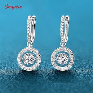 Dangle Chandelier Smyoue White Gold Plated 1CT Drop Earring for Women Sparkling Beating Heart 100% S925 Sterling Silver Jewelry 221013
