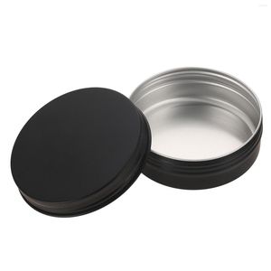 Garrafas de armazenamento 1pc 100g jarro de vela preto com tampa de lata lata lata de casamento biscoito caixa de doces de jóias de jóias de cozinha alumínio