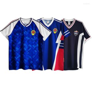 Herren T-Shirts 1990 1992 1998 Vintage jugoslawischer Stil Frühling-Sommer Blau Weiß und Schwarz Sportbekleidung Custom Classic Schnelltrocknendes T-Shirt