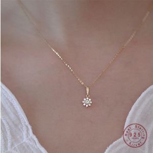 Pendant Necklaces Hi Man 925 Sterling Sier Plating 14K Gold Korean Crystal Flower Necklace Women Temperament All Match Jewelry Aliex Smtny