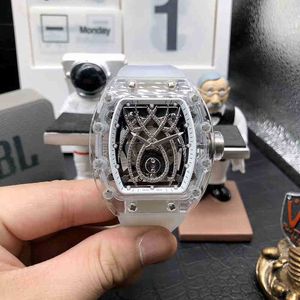 와인 배럴 시계 RM19-01 시리즈 완전 자동 기계식 크리스탈 케이스 테이프 손목 시계 남자